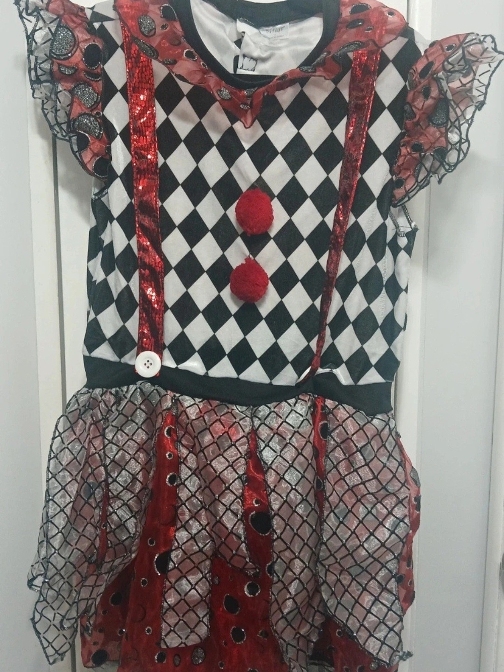 Spirit Black, White & Red Harlequin Clown Dress Costume